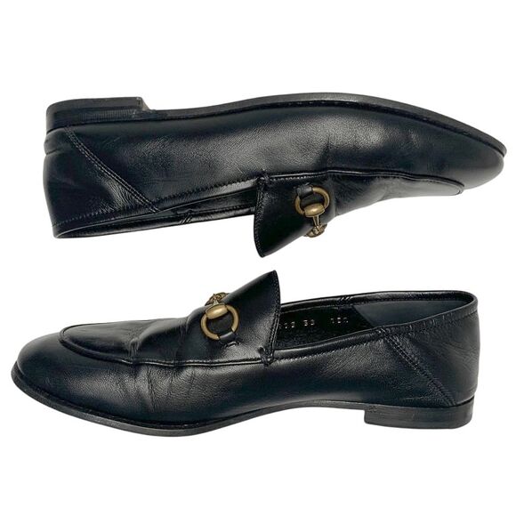 Gucci Brixton Horsebit Loafers EU 38 US 8 Black Leather Slip On Flat Shoes - Picture 6 of 12